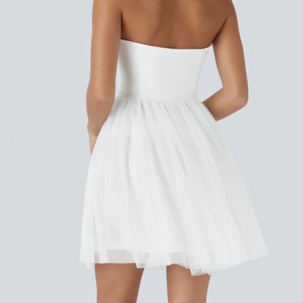 Halara Med Strapless Tulle Fit & Flare Mini Dress | White | NWT - Picture 3 of 3